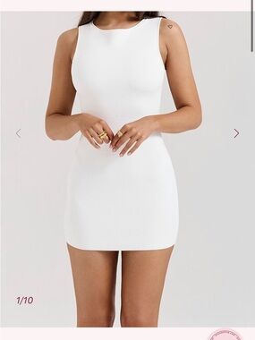 House of CB Laguna White Stretch Knit Mini Dress Size S